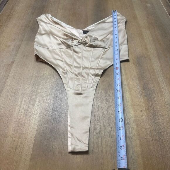 Retrofete Rozik Silk Corset Bodysuit Medium Gathered Bust Boning NWT $325 - Picture 5 of 16